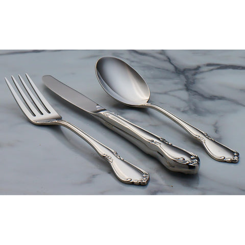 Oneida Chateau 18-8 stainless steel offers rust resistance for daily use.
