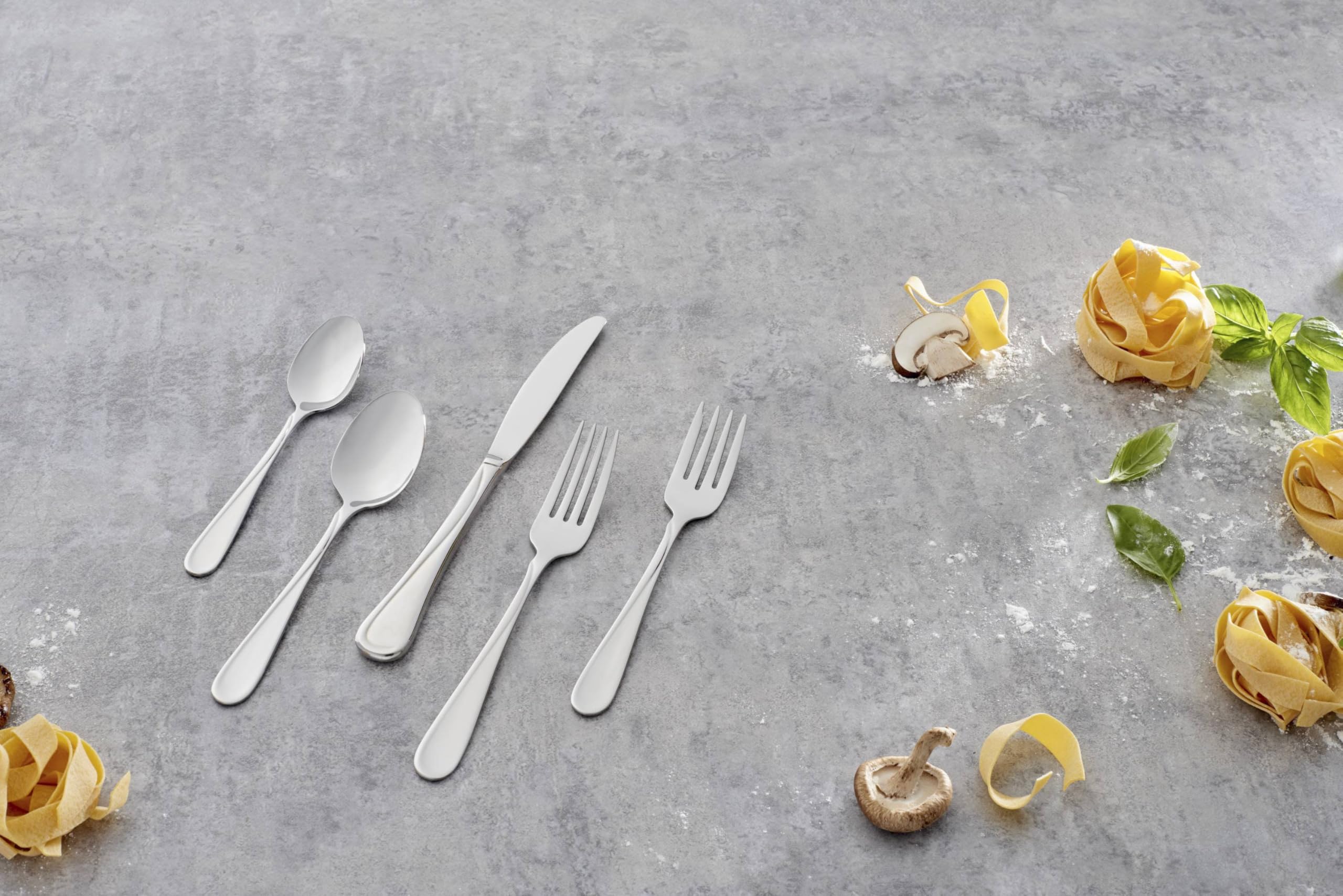 Oneida Flight flatware arranged for a relaxed dining table