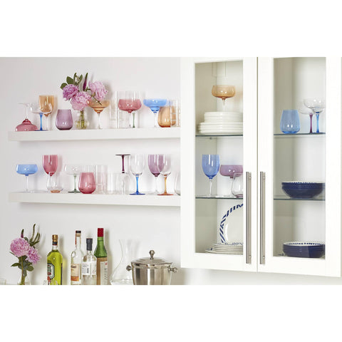 Oneida True Colors imported margarita glassware adds global flair.