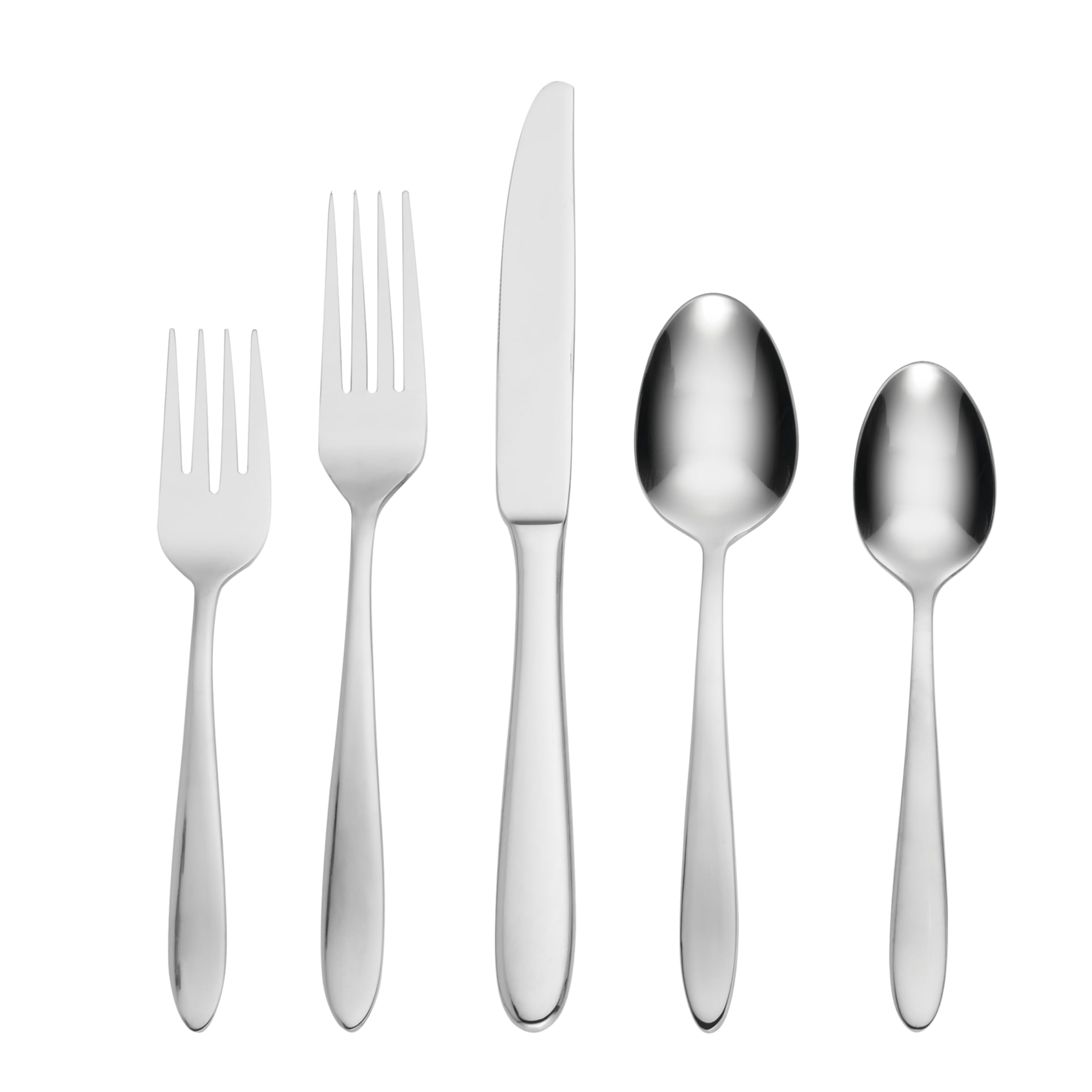 Oneida Mooncrest 45-piece flatware set for eight with a mirror finish.