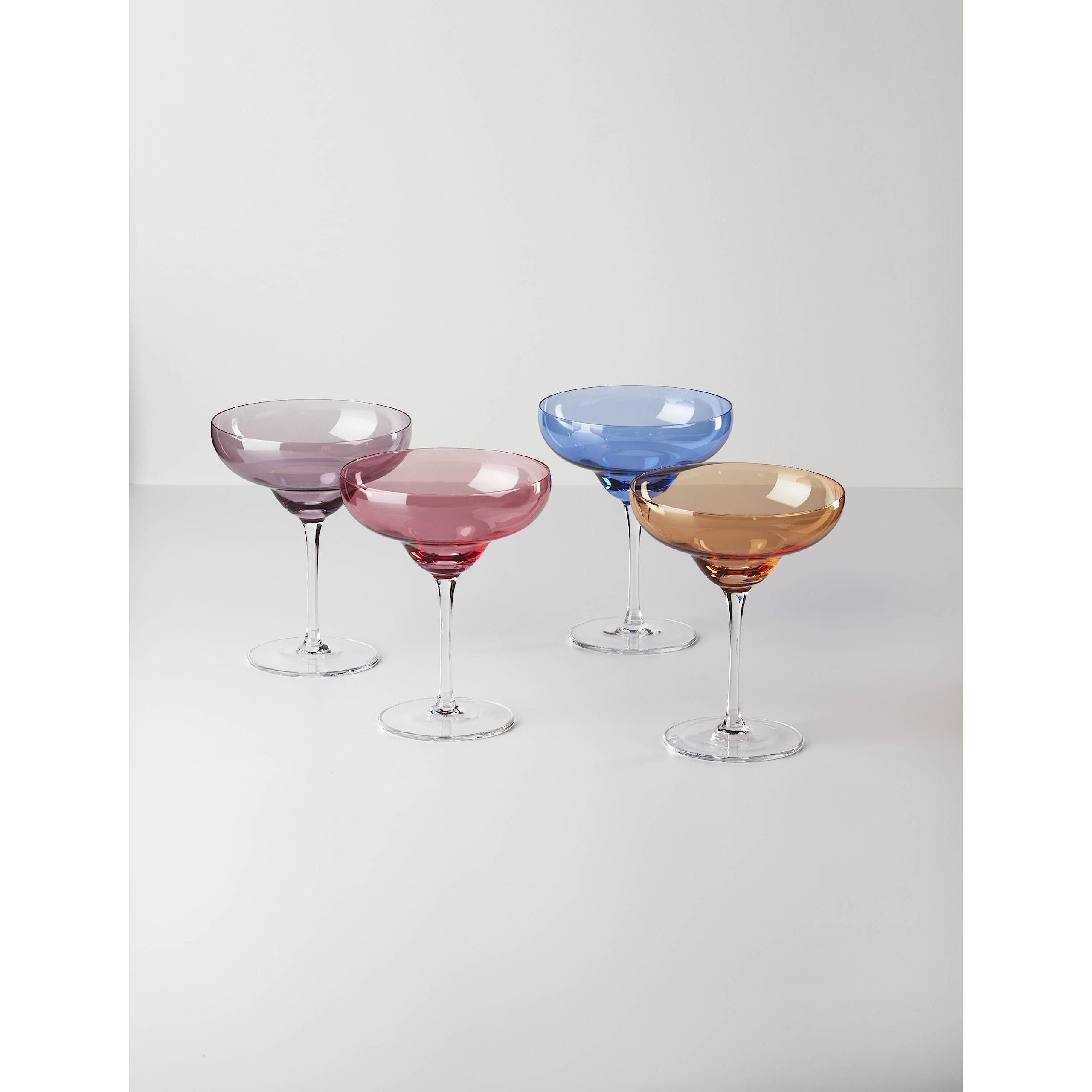 Oneida True Colors glassware showcases bright hues for playful cocktails and entertaining.