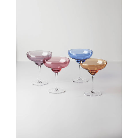 Oneida True Colors glassware showcases bright hues for playful cocktails and entertaining.