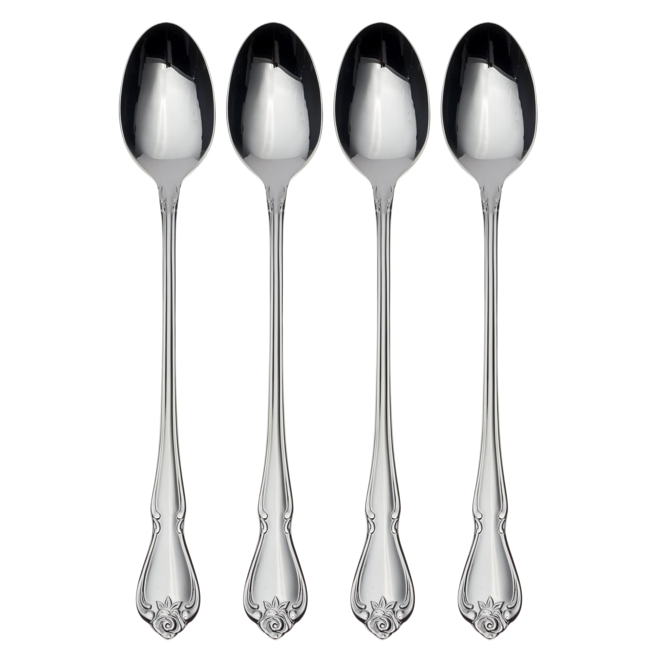 Oneida True Rose iced tea spoons four-piece set for casual dining.
