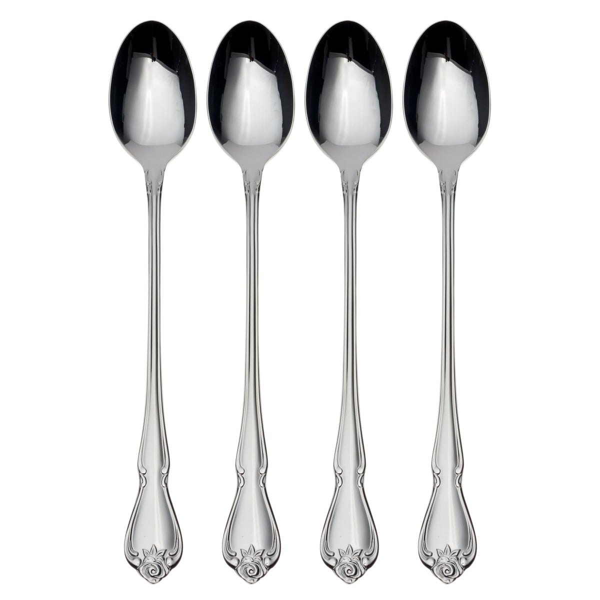 Oneida True Rose iced tea spoons four-piece set for casual dining.