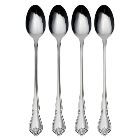 Oneida True Rose iced tea spoons four-piece set for casual dining.