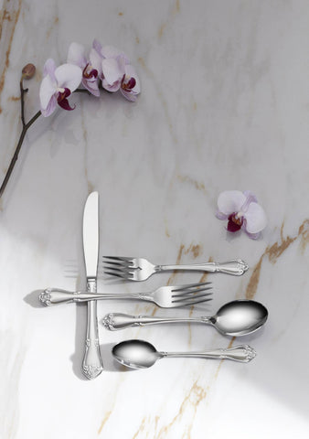 Oneida True Rose vintage-inspired design adds timeless charm to table.