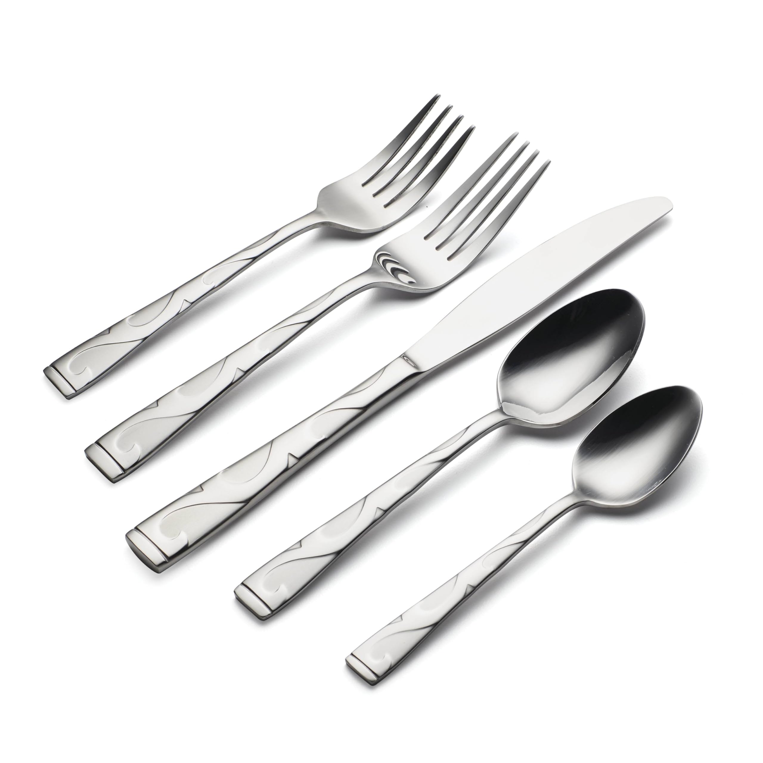 Oneida Tuscany embossed scrollwork handles add artistic flair to meals