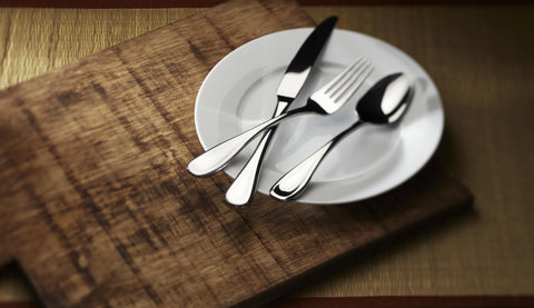 Oneida Voss dinner knife and spoon pair with modern styling