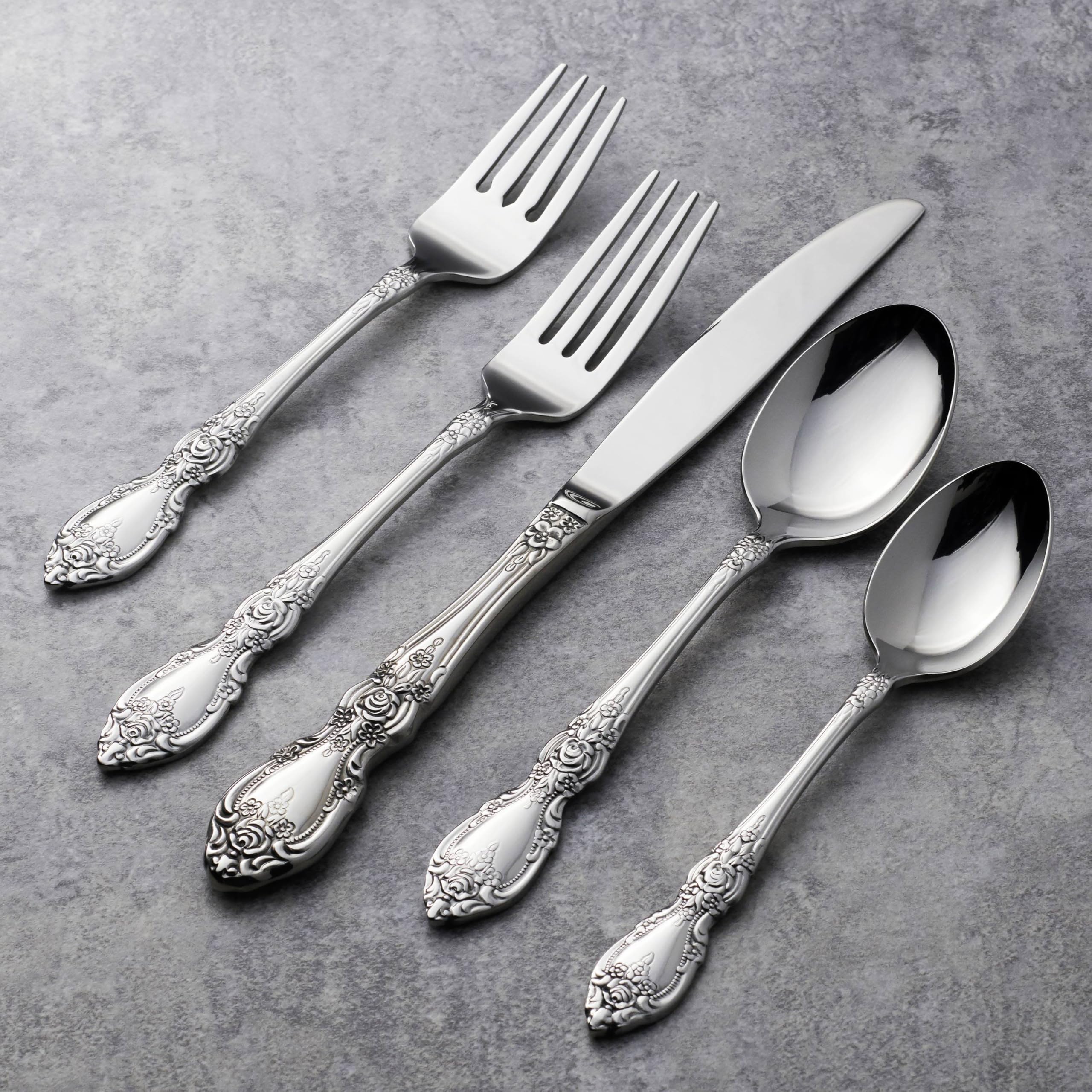 Oneida Wordsworth 18-0 stainless steel finish highlighting rust resistance and everyday durability.