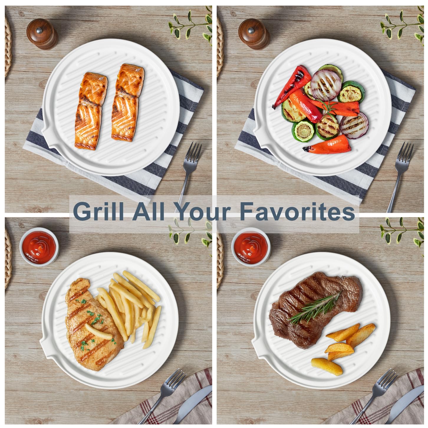 ONEMORE 11-inch rack supports even heat for consistent browning.