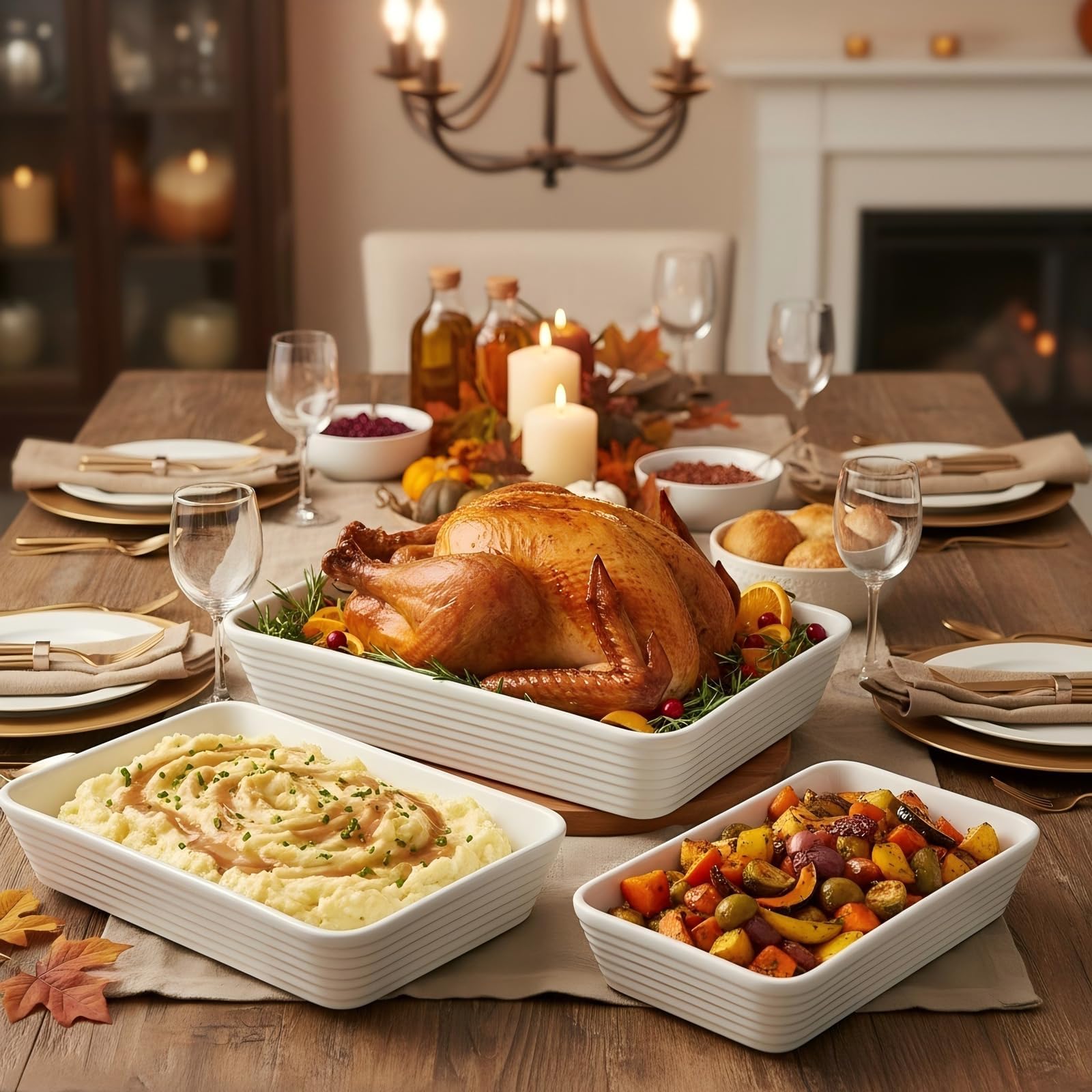 ONEMORE glaze-finished ceramic bakeware resists stains and cleans easily.