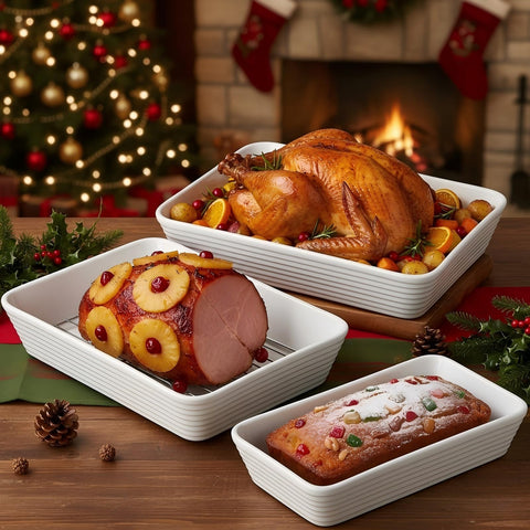 ONEMORE serve-ready bakeware doubles as stylish tableware for gatherings.