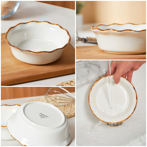 ONEMORE deep pie pan design suitable for large and small fillings.