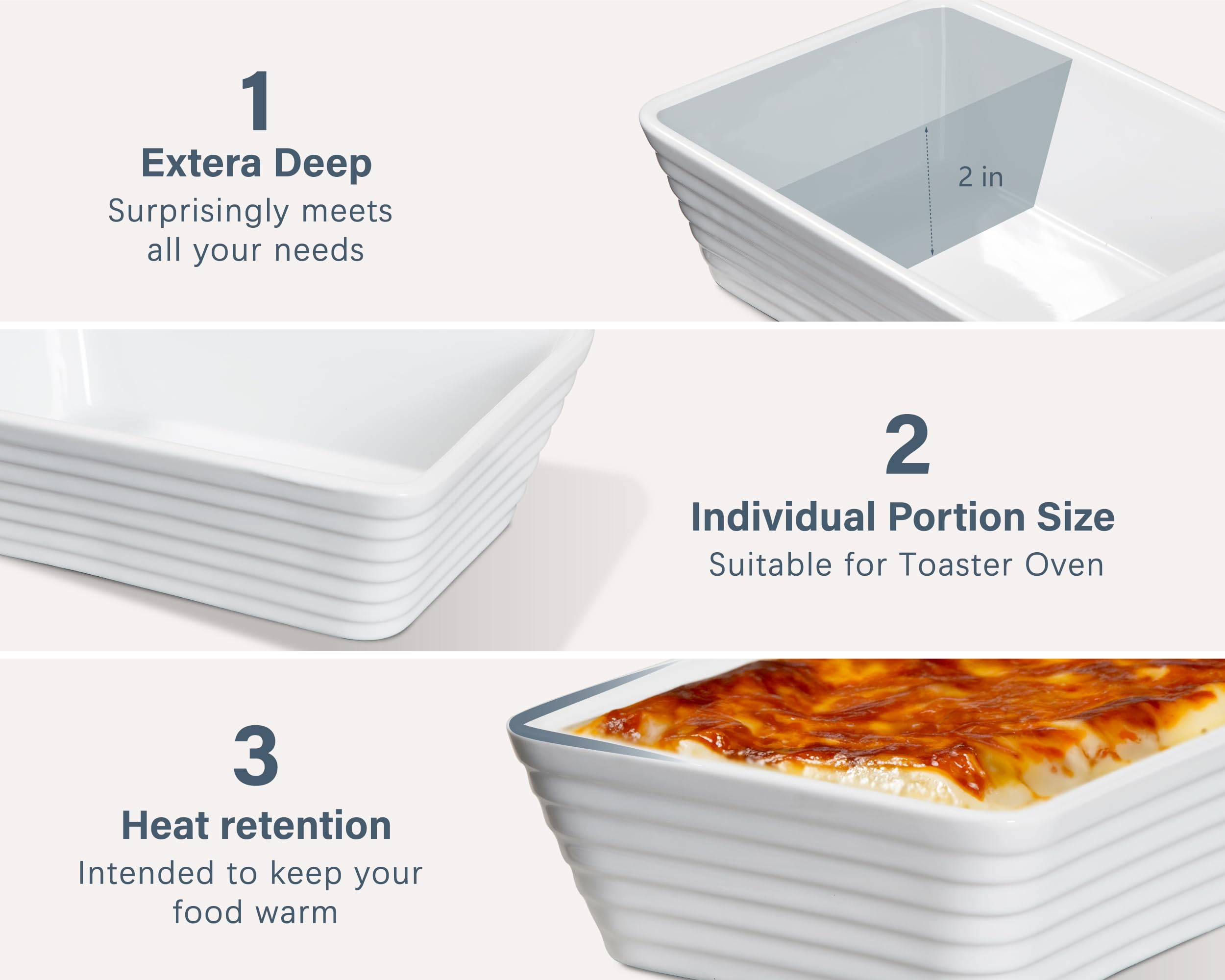 ONEMORE oven-safe ceramic dish ideal for casseroles in the toaster oven.