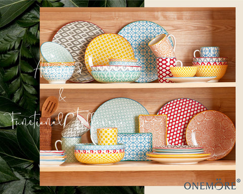 ONEMORE Assorted colors pasta bowls displayed for everyday meals.