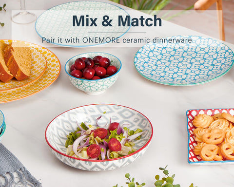 ONEMORE Pasta Bowls shown for easy cleanup with dishwasher-safe setting.