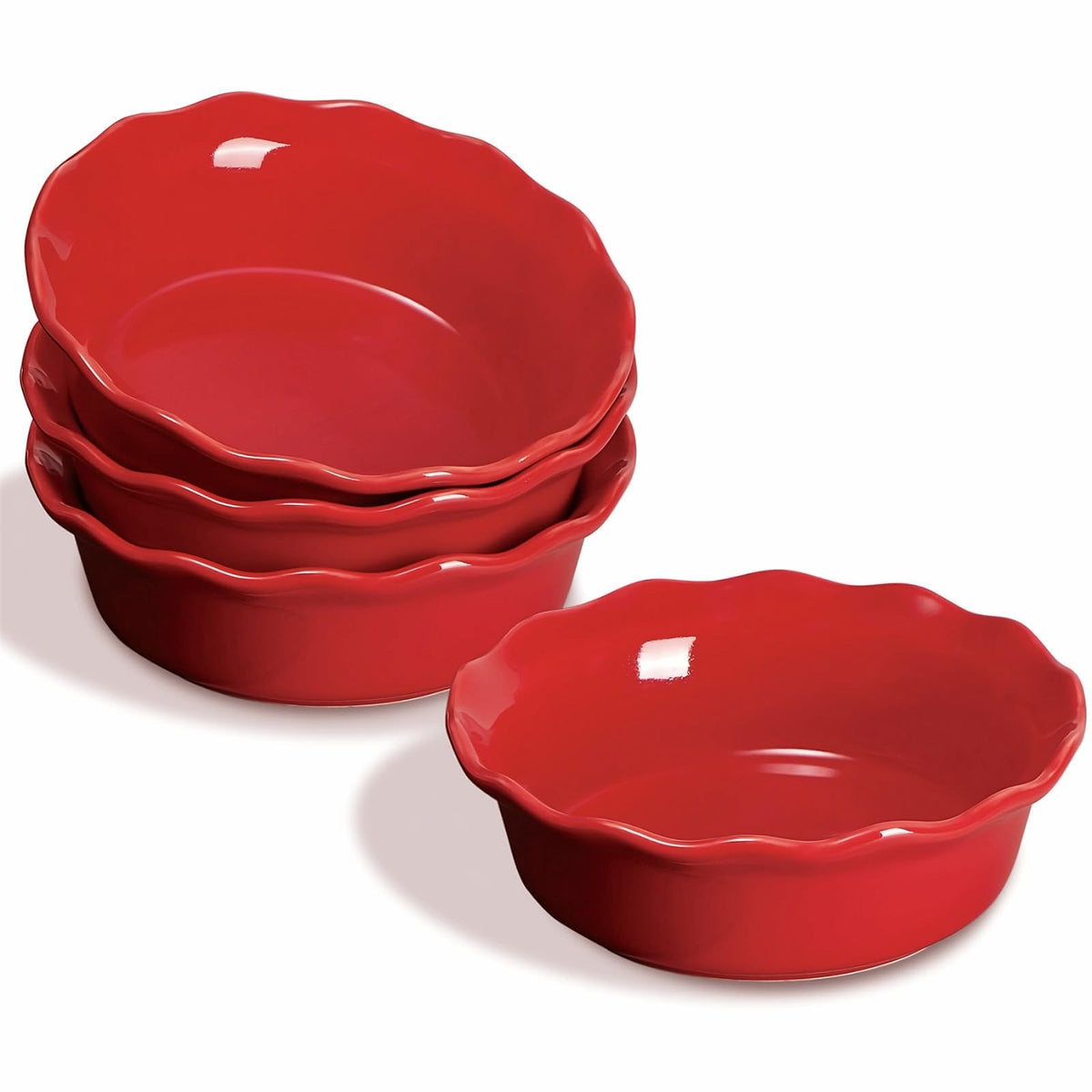 ONEMORE pie pan 6-8 inch red, ideal for individual pies and even baking.