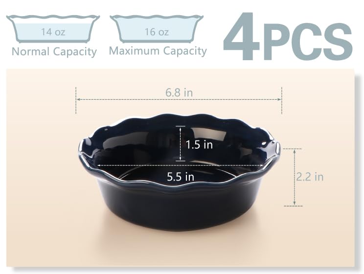 ONEMORE Pie Pans smooth non-porous glaze for easy cleaning.