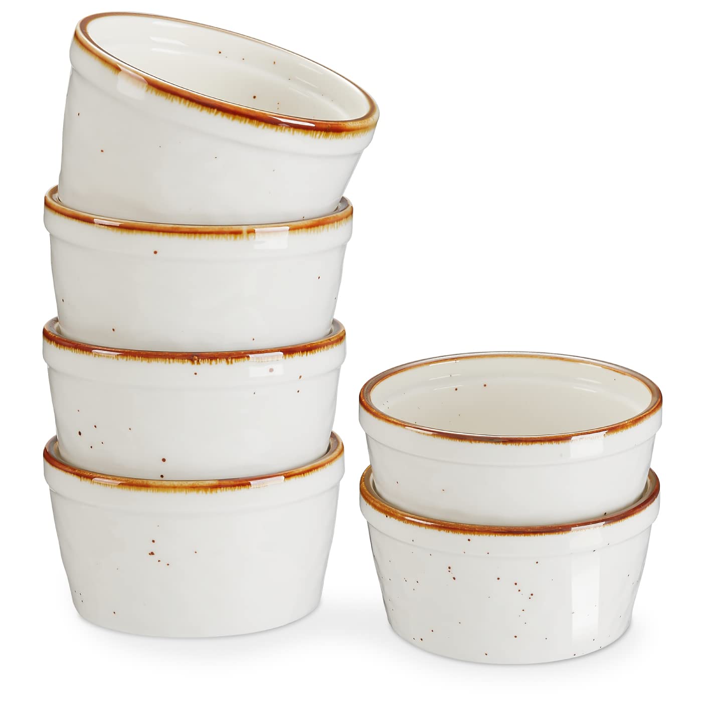 ONEMORE 4 oz ramekin with speckled glaze for creme brulee and desserts