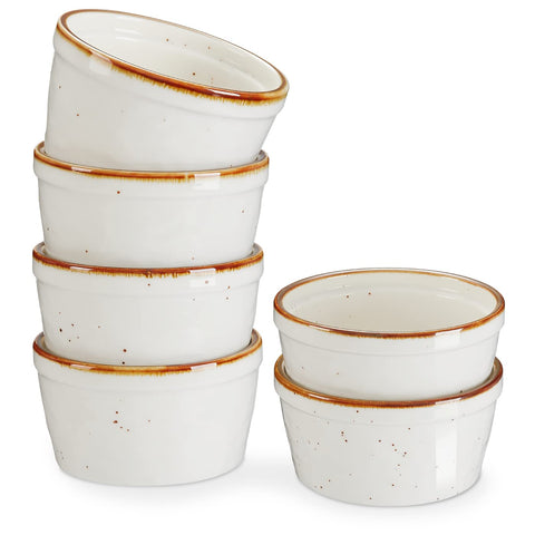 ONEMORE 4 oz ramekin with speckled glaze for creme brulee and desserts