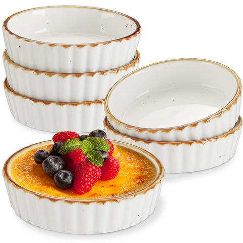 ONEMORE 4 oz ramekin for creme brulee with even surface and caramel-friendly finish.