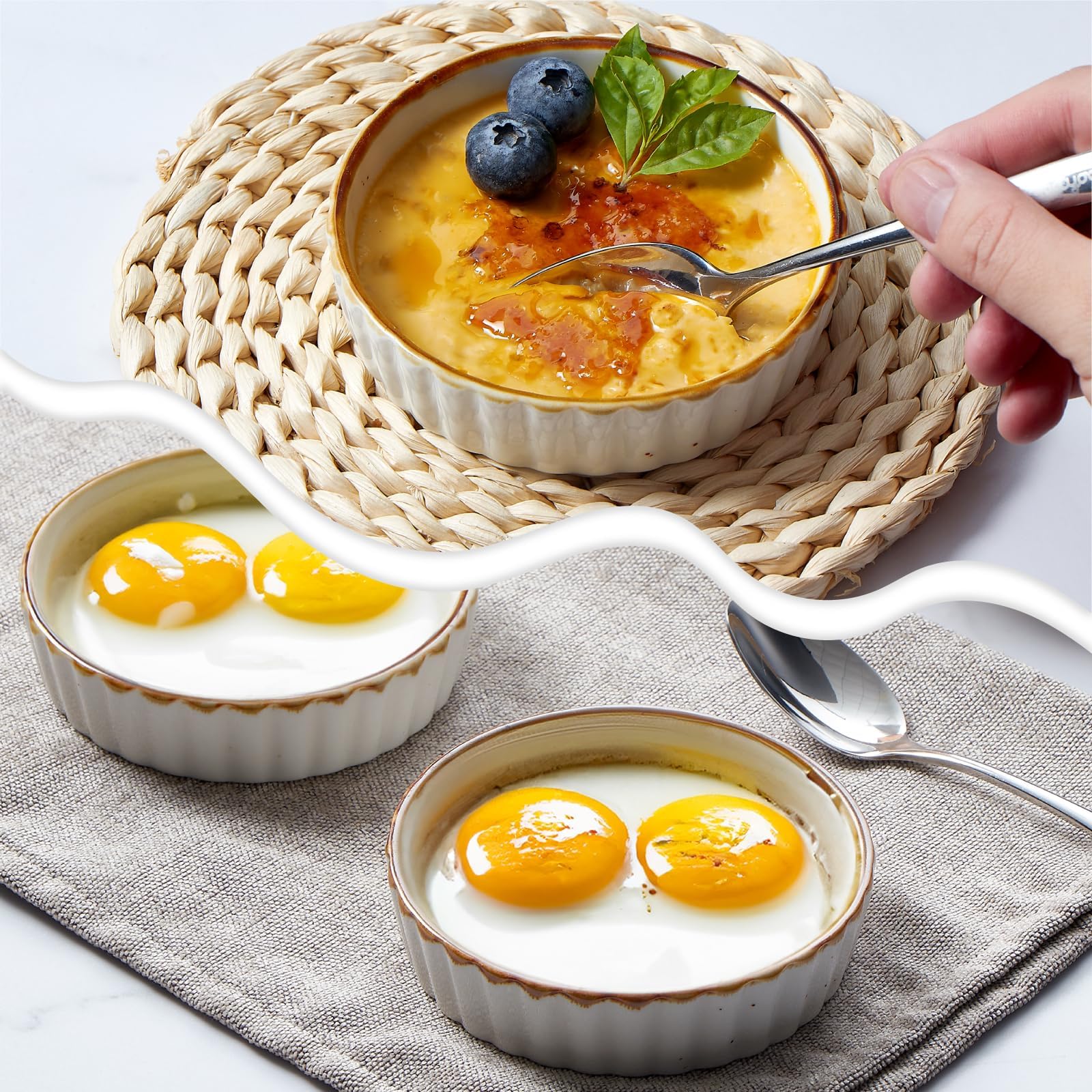 ONEMORE 4 oz ramekins double as dipping bowls for olives and dips.
