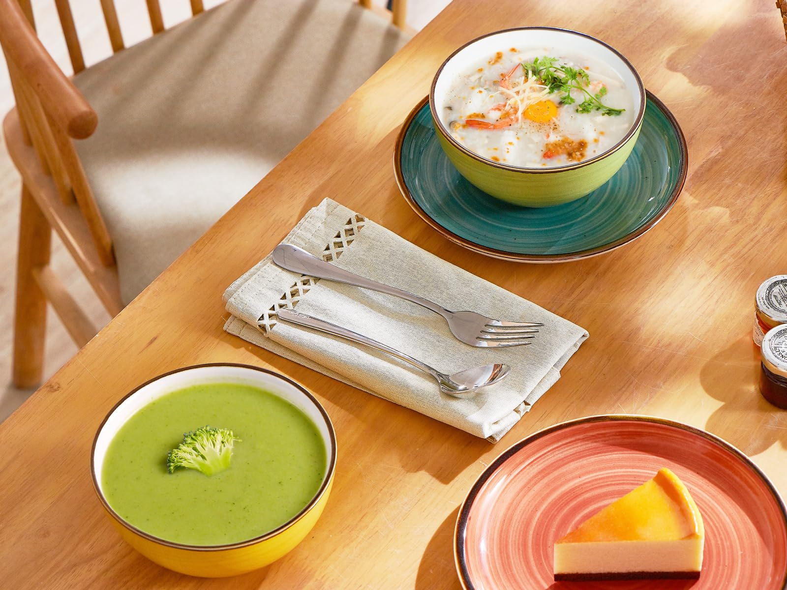 ONEMORE bowls arranged for cereal, salad, and dessert on table