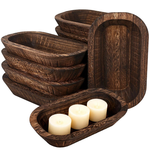 ONESIXEC wood bowls set viewed from above showing rustic texture and durable storage.