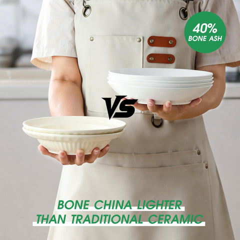 OniAnt bone china white finish enhances salad presentation