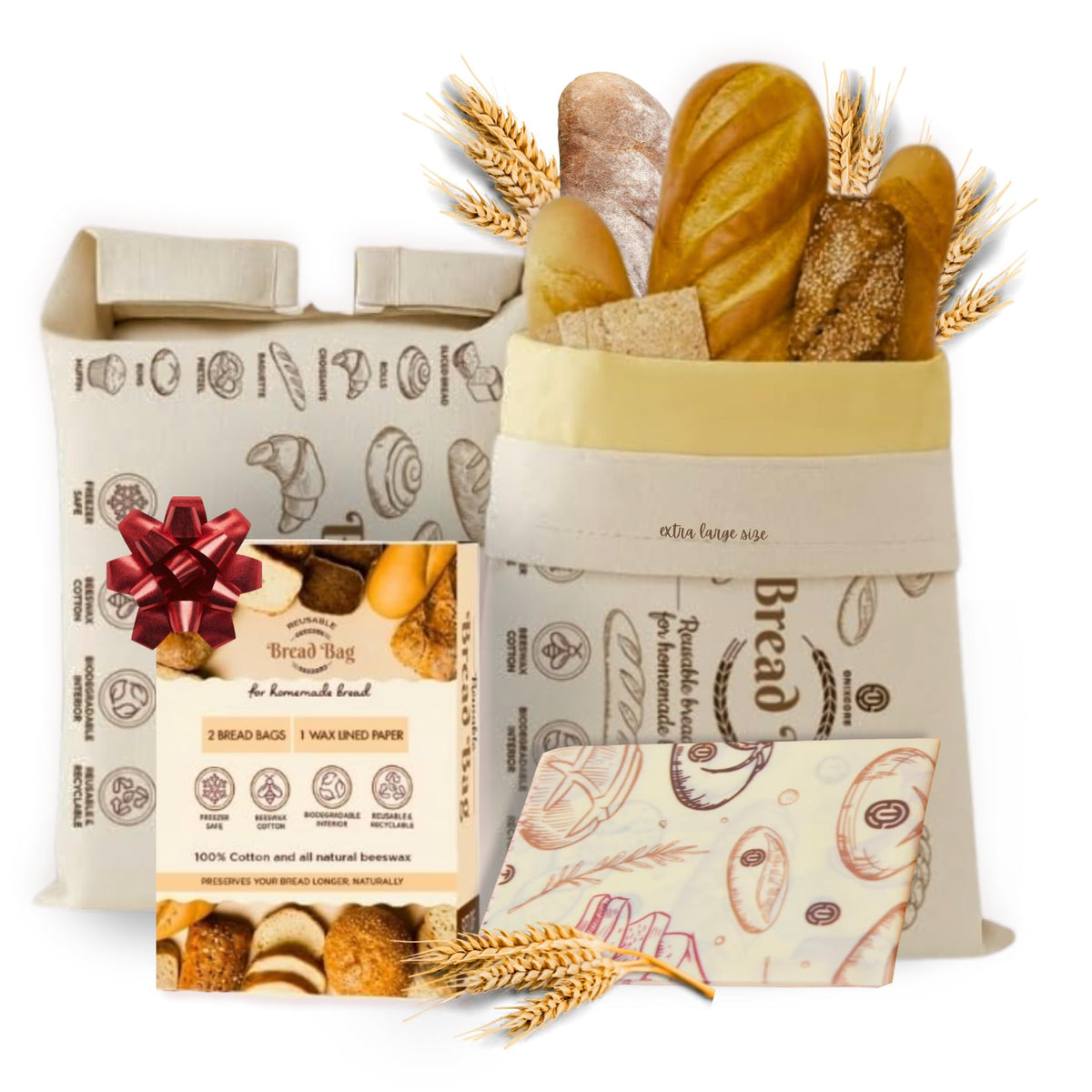 ONIXCORE 2XL beeswax bread bag for long-lasting freshness of homemade loaves