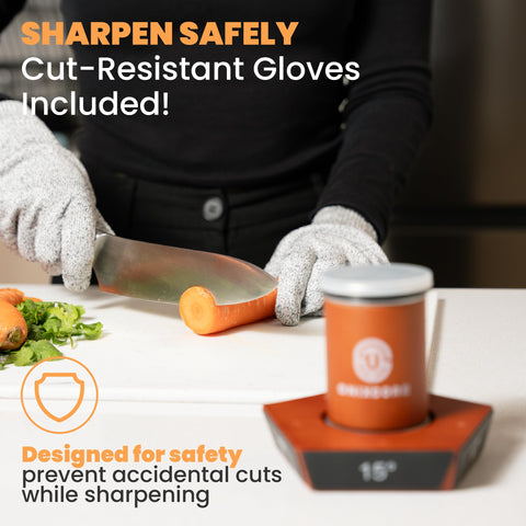 ONIXCORE magnetic sharpener keeps blades secure while you work.