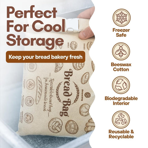 ONIXCORE organic cotton bread bag designed for reusable sourdough storage