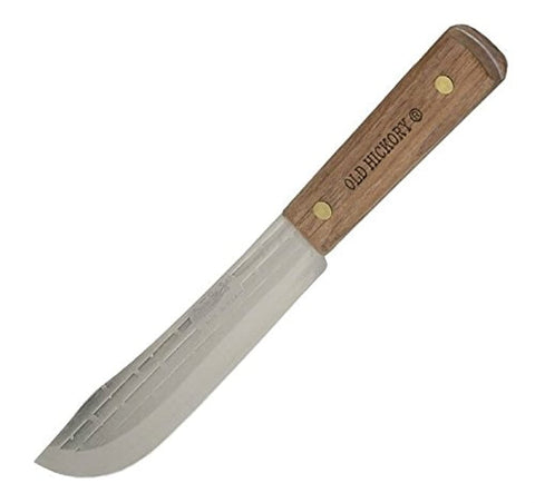 Ontario Old Hickory butcher knife with 7-1/4in blade and brown handle for precise slicing