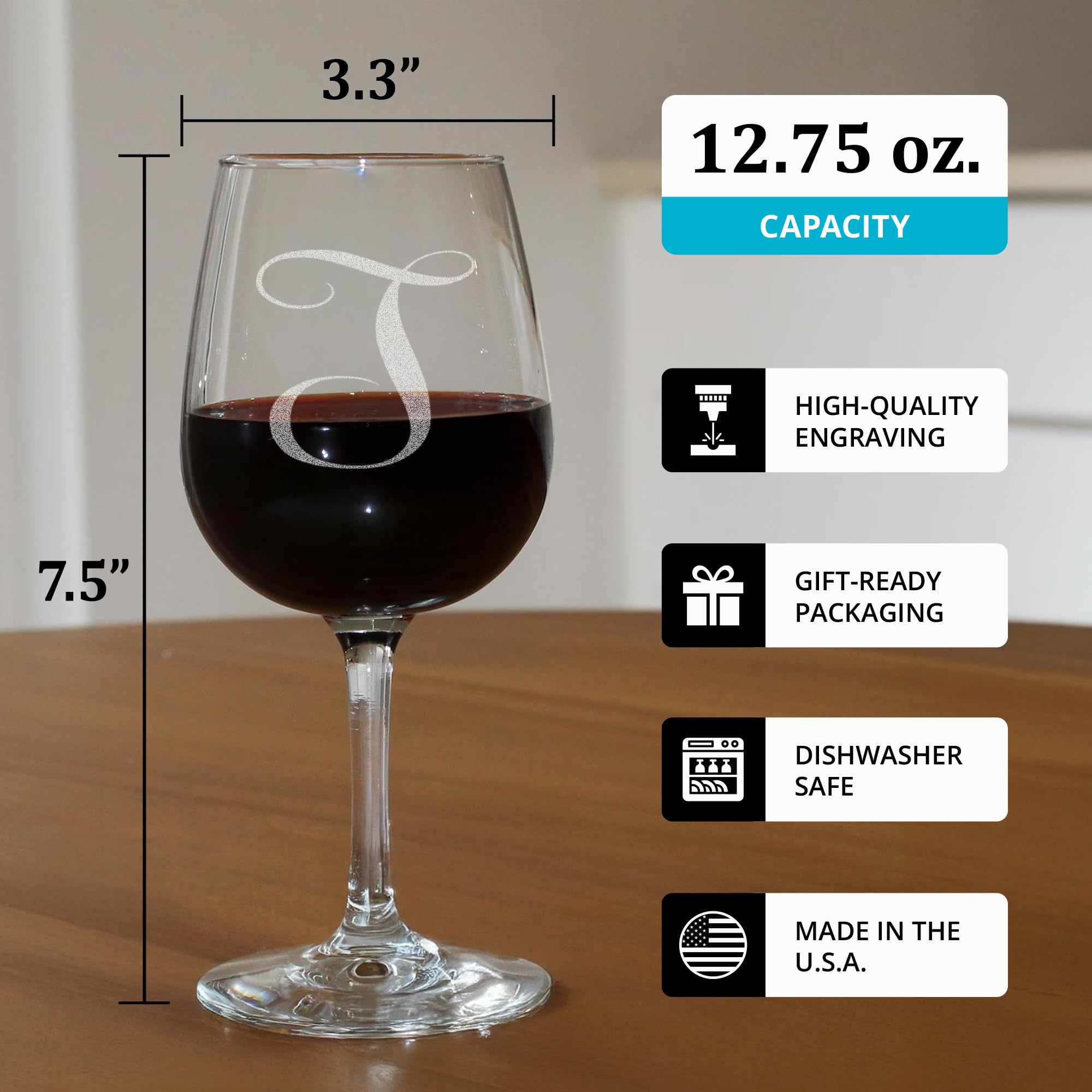On The Rox Drinks gift-set wine glasses offer a stylish monogram option for gifting.