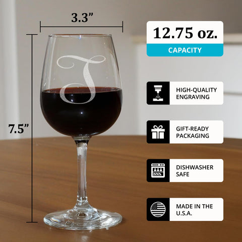 On The Rox Drinks gift-set wine glasses offer a stylish monogram option for gifting.