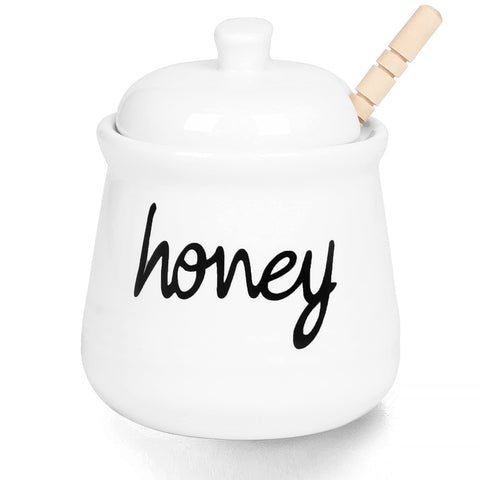 ONTUBE 12oz honey jar with dipper and lid—ideal for easy honey drizzling at breakfast