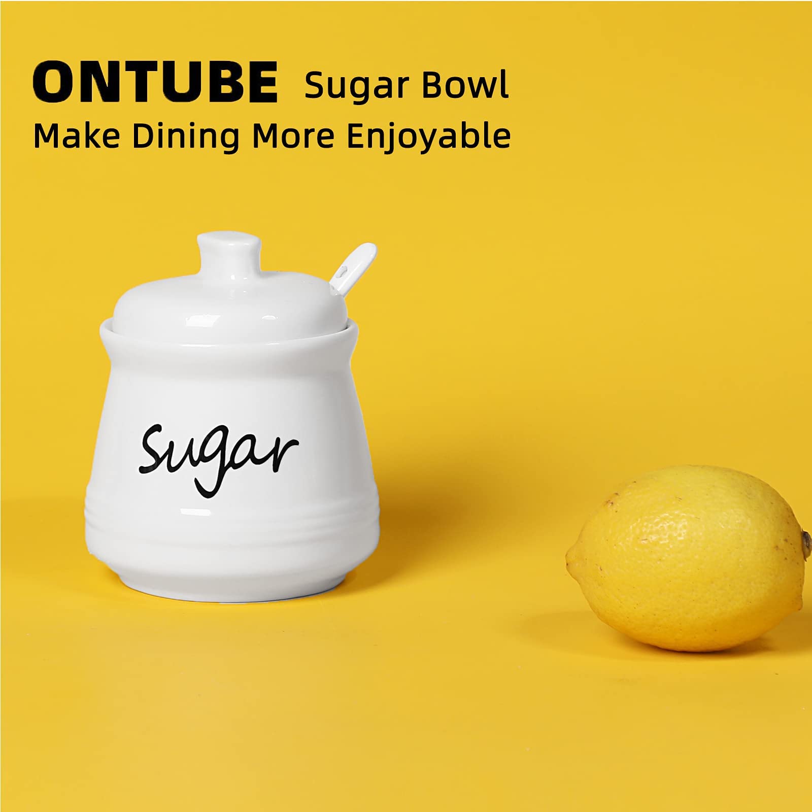 ONTUBE 12oz sugar bowl in white for daily kitchen use.