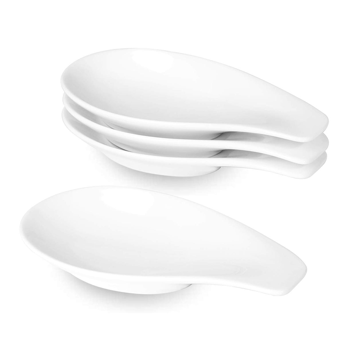 ONTUBE ceramic spoon rests white, 6-5-inch set of four on table, keeps spoons tidy.