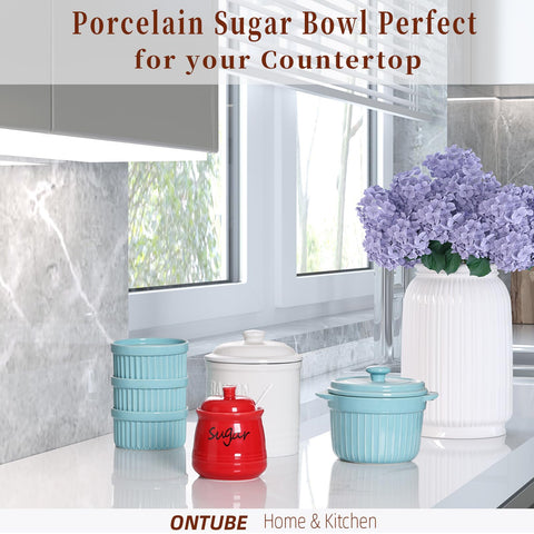 ONTUBE red ceramic sugar bowl is dishwasher safe for easy cleanup
