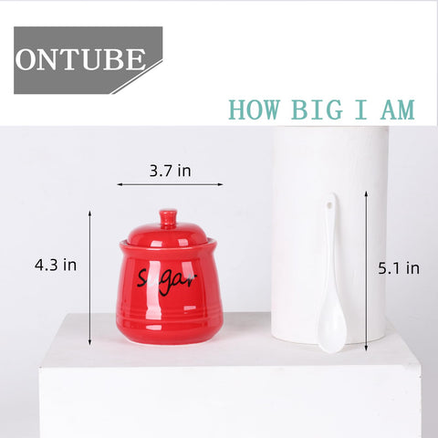 ONTUBE red sugar bowl with lid closed for freshness