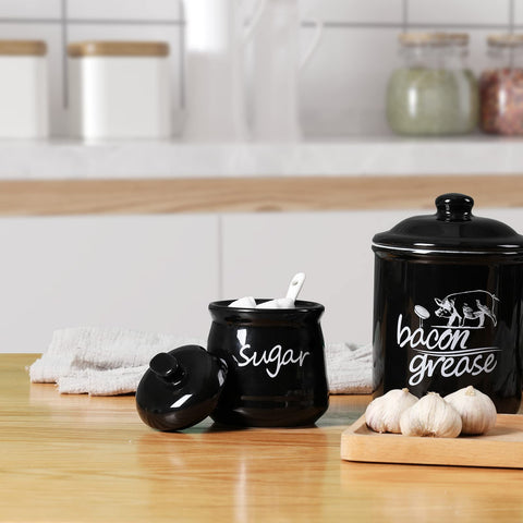 ONTUBE elegant black ceramic sugar bowl complements modern tableware.