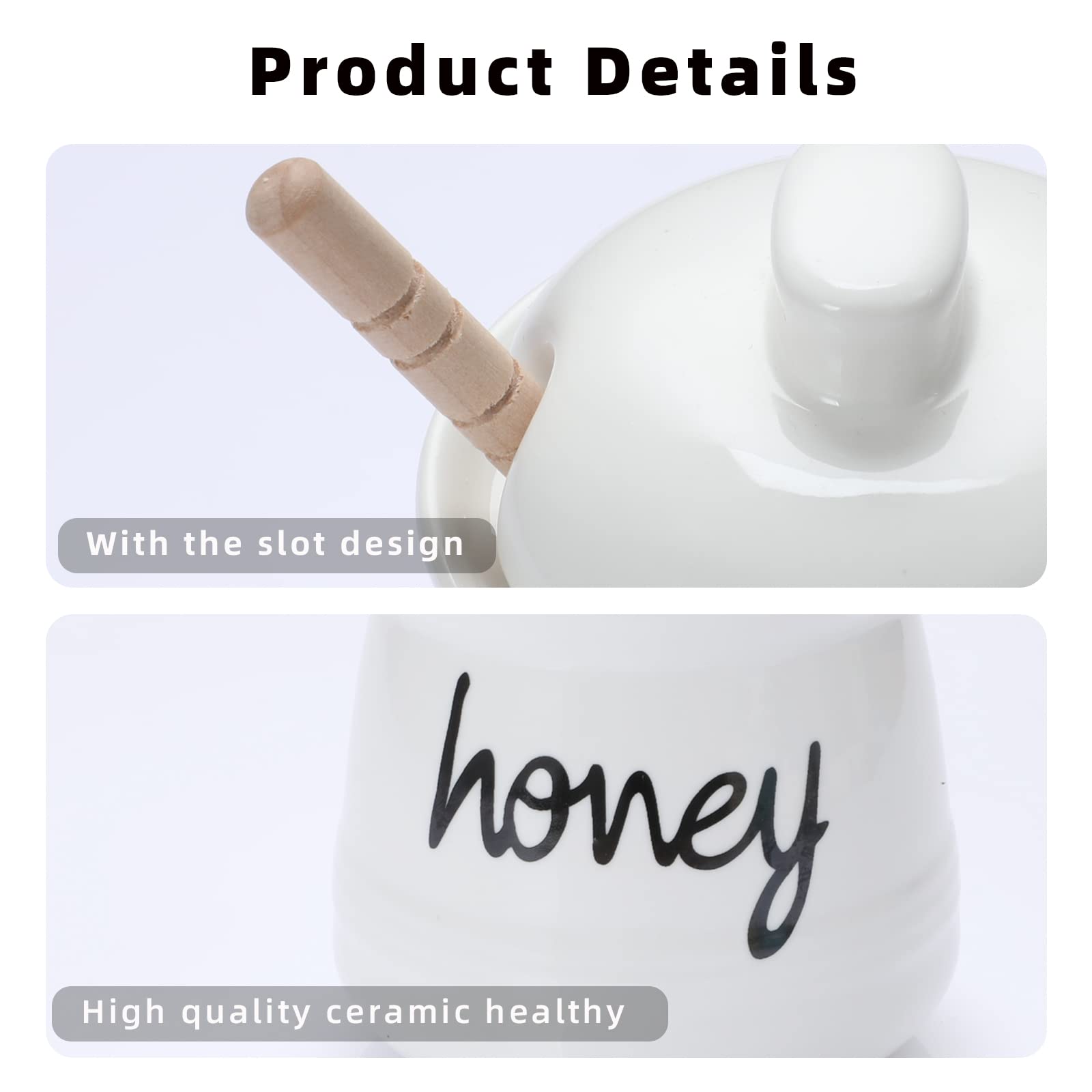 ONTUBE white ceramic honey jar with dipper, perfect for gifting at kitchen gatherings