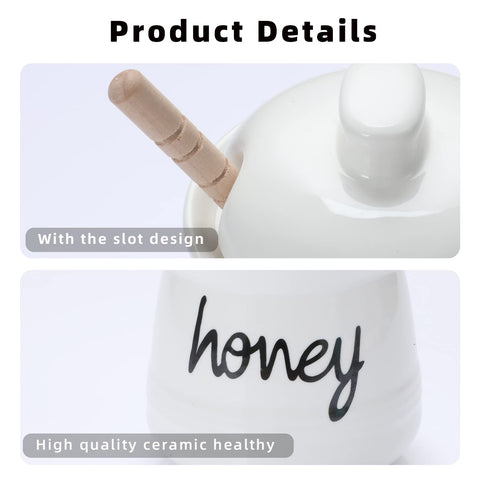 ONTUBE white ceramic honey jar with dipper, perfect for gifting at kitchen gatherings