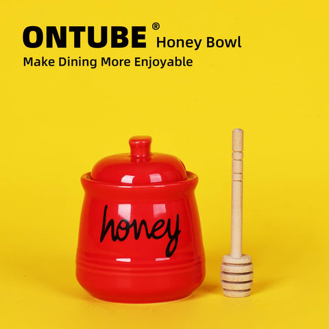 Compact ONTUBE red 12 oz honey jar suitable for daily use.