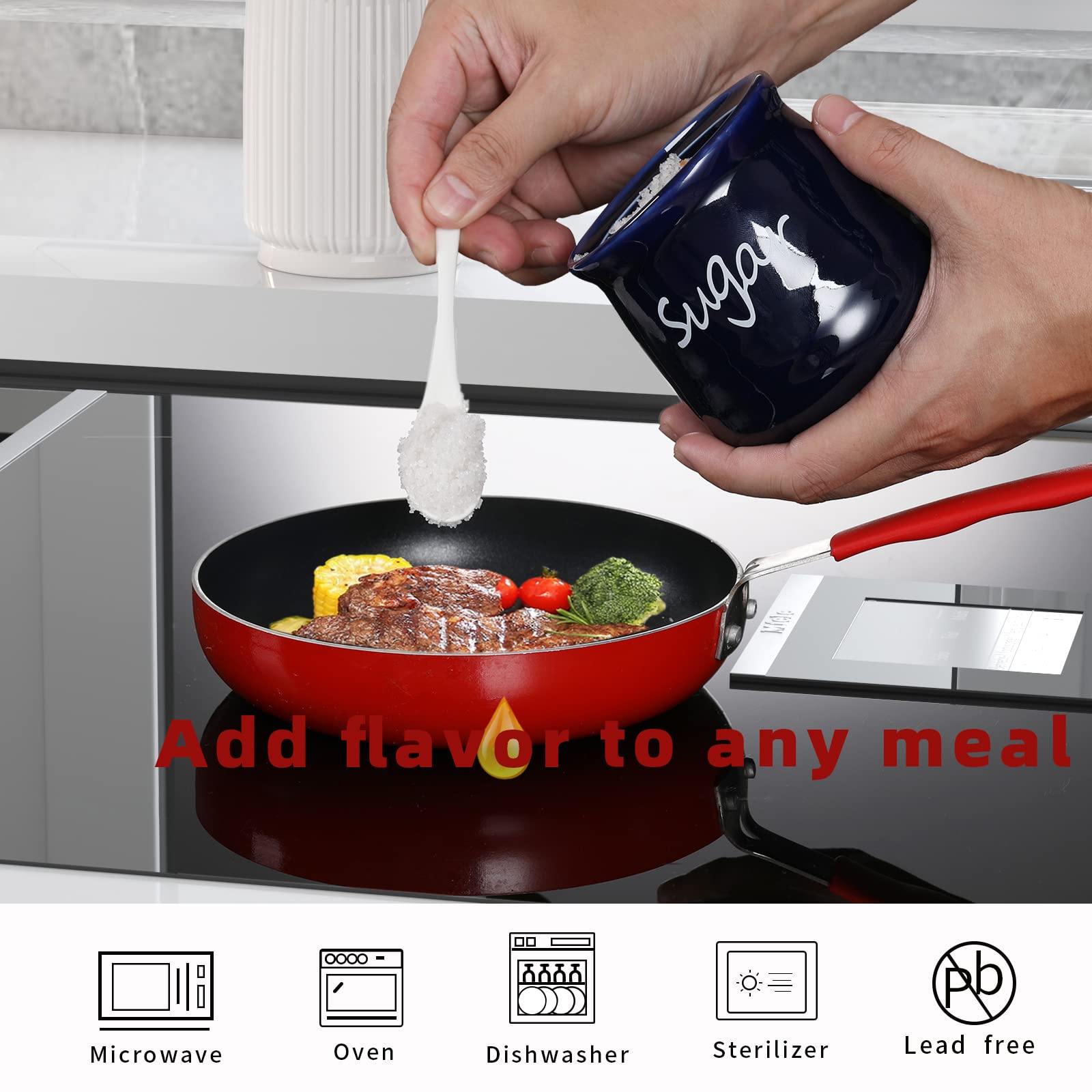 ONTUBE kitchen-friendly sugar bowl with lid, 12oz capacity for daily dining