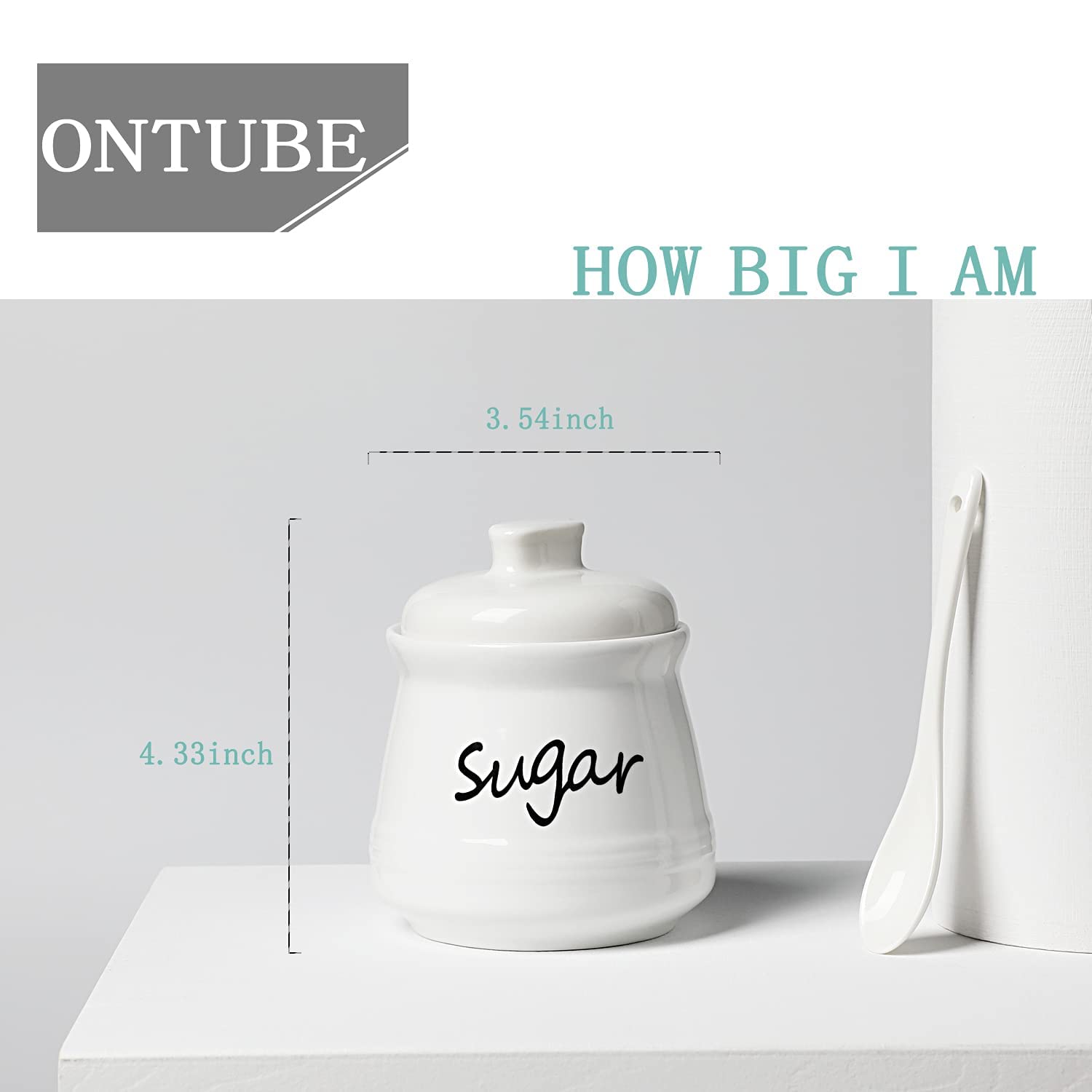 ONTUBE porcelain sugar bowl dishwasher-safe for easy cleanup.
