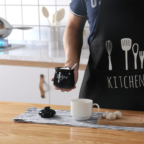 ONTUBE dishwasher-safe sugar bowl with lid and spoon for easy cleaning.