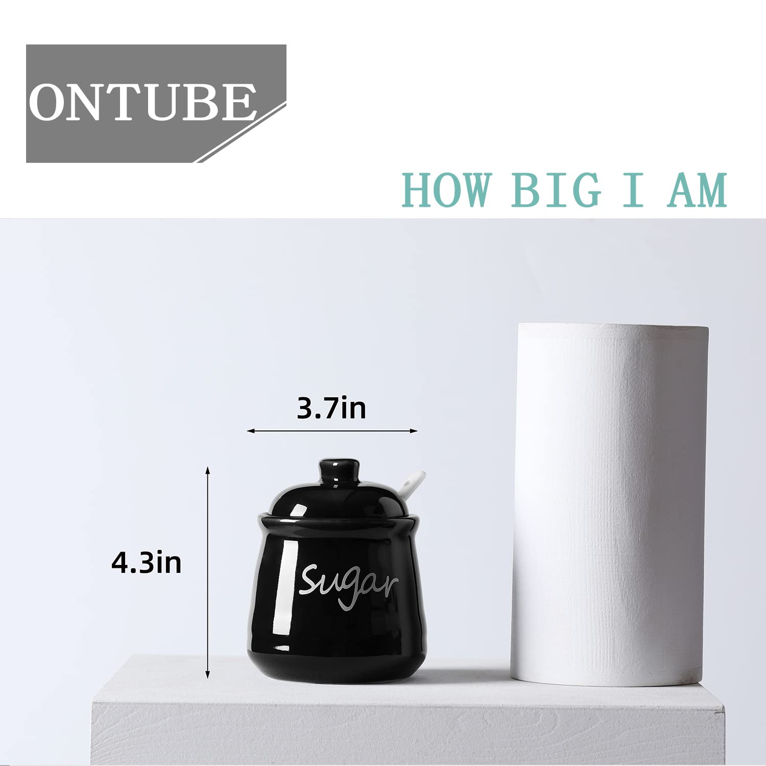 ONTUBE ceramic sugar bowl on table ready for daily coffee and tea.