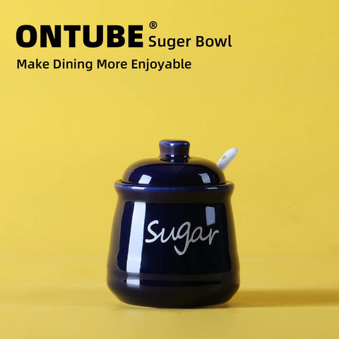 ONTUBE navy glaze sugar bowl on table adds elegance to any setting