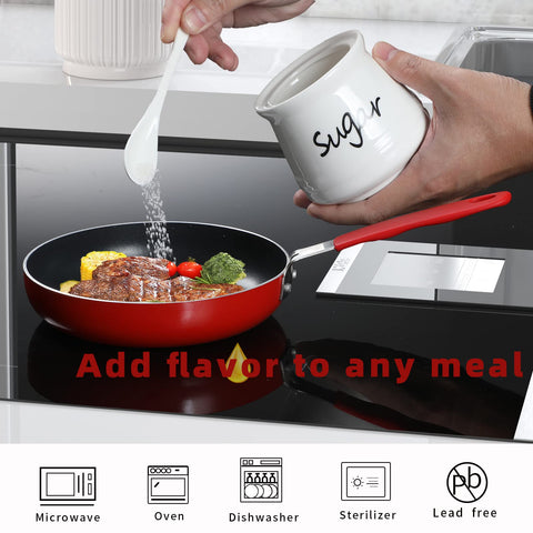 ONTUBE sugar bowl with spoon included in white for convenient serving.